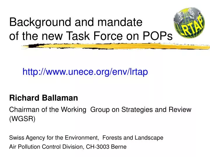 background and mandate of the new task force on pops
