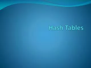 Hash Tables