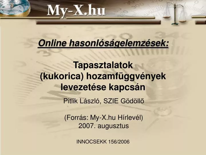 online hasonl s gelemz sek tapasztalatok kukorica hozamf ggv nyek levezet se kapcs n