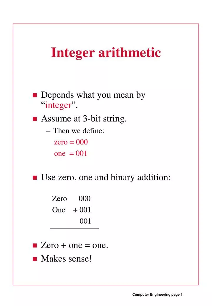 integer arithmetic