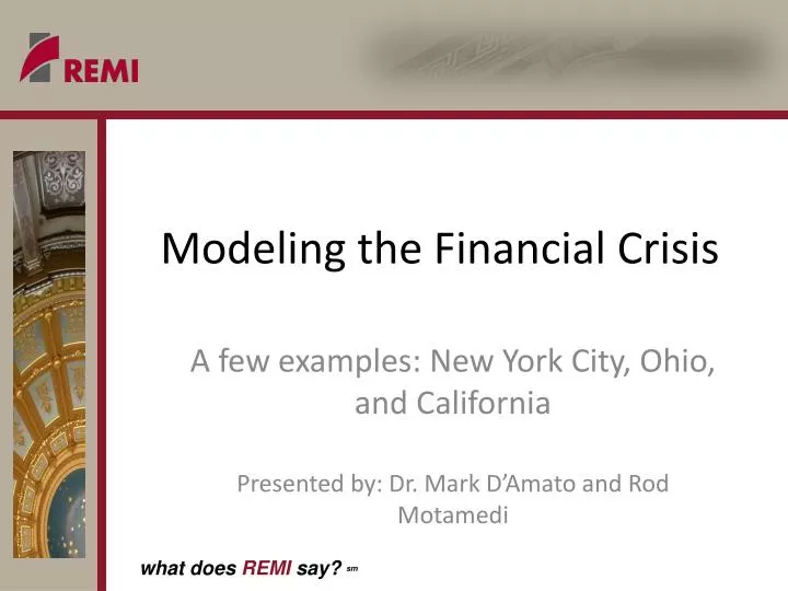 modeling the financial crisis