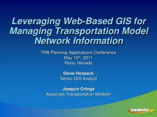 Leveraging Web-Based GIS for Managing Transportation Model Network Information