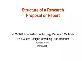 Structure of a Research Proposal or Report