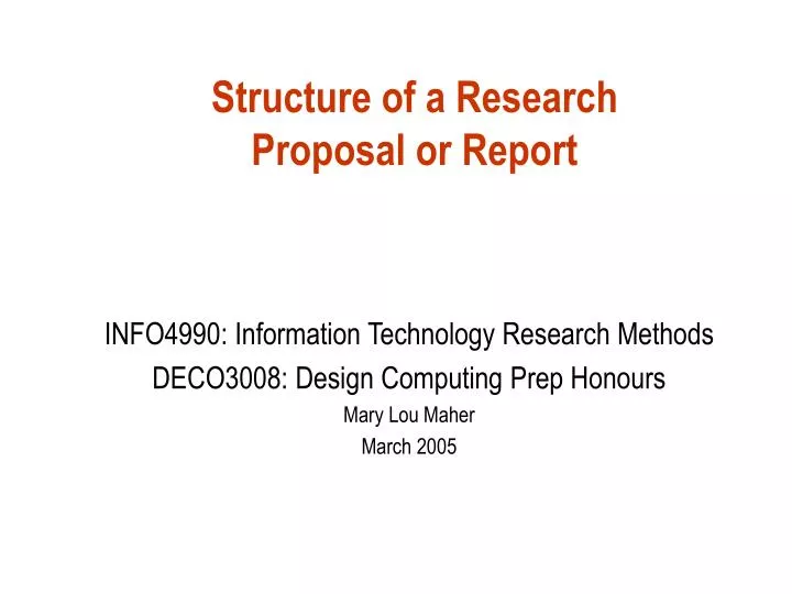 structure of a research proposal or report