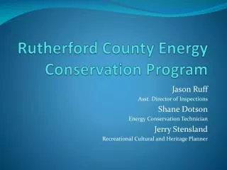 Rutherford County Energy Conservation Program