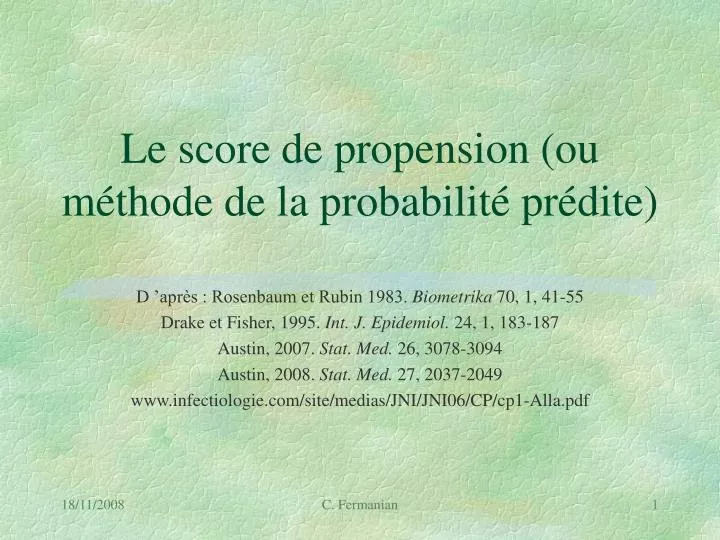 le score de propension ou m thode de la probabilit pr dite