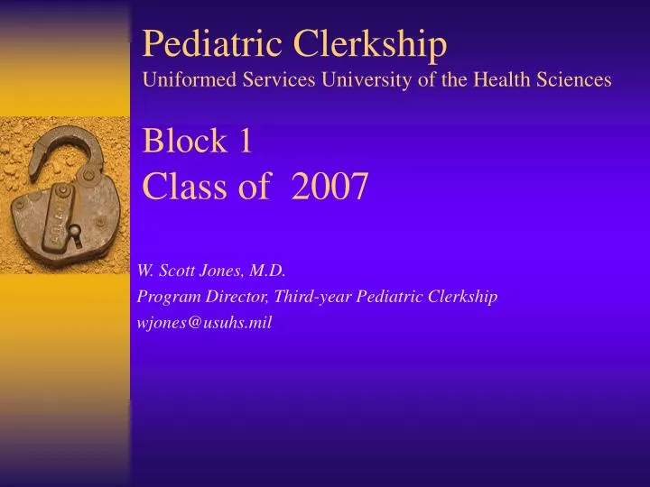pediatric clerkship uniformed services university of the health sciences block 1 class of 2007