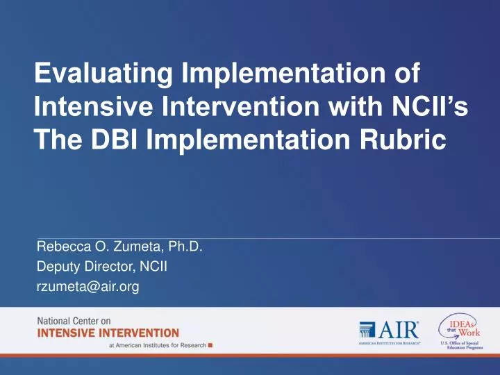evaluating implementation of intensive intervention with ncii s the dbi implementation rubric