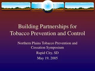 Building Partnerships for Tobacco Prevention and Control