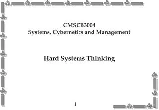 CMSCB3004 Systems, Cybernetics and Management