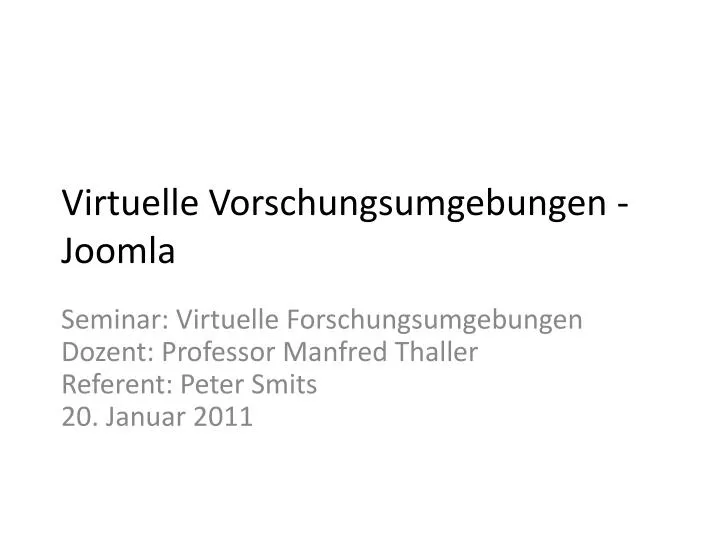 virtuelle vorschungsumgebungen joomla