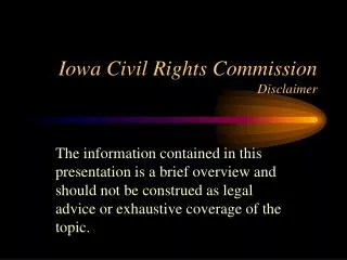 Iowa Civil Rights Commission Disclaimer