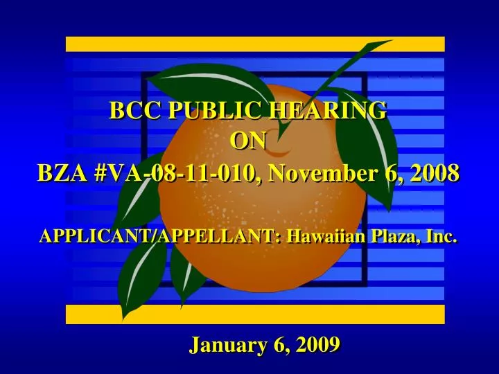 bcc public hearing on bza va 08 11 010 november 6 2008 applicant appellant hawaiian plaza inc