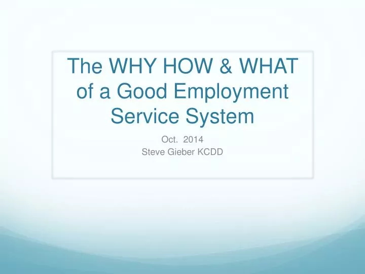 the why how what of a good employment service system