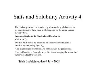 Salts and Solubility Activity 4
