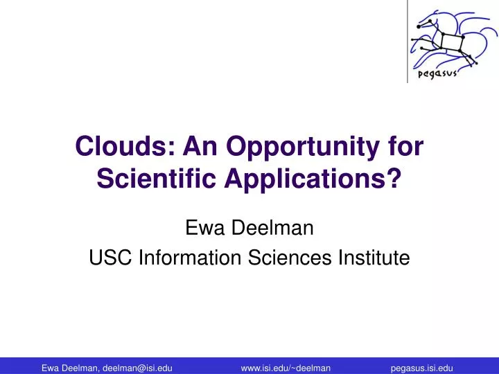 clouds an opportunity for scientific applications