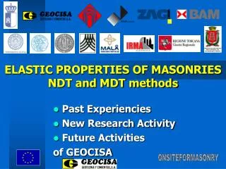ELASTIC PROPERTIES OF MASONRIES NDT and MDT methods