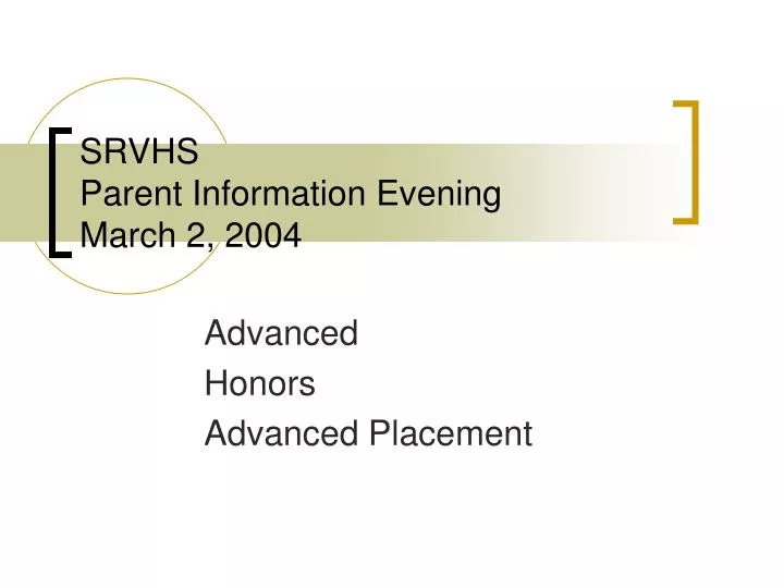 srvhs parent information evening march 2 2004