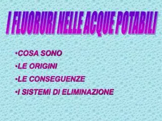 I FLUORURI NELLE ACQUE POTABILI