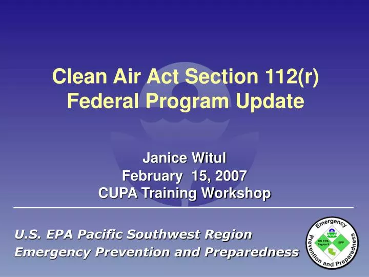 clean air act section 112 r federal program update