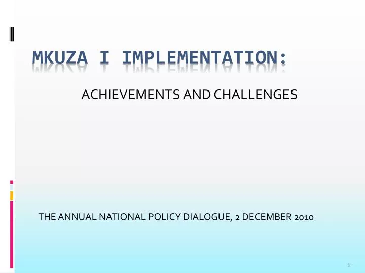 achievements and challenges the annual national policy dialogue 2 december 2010
