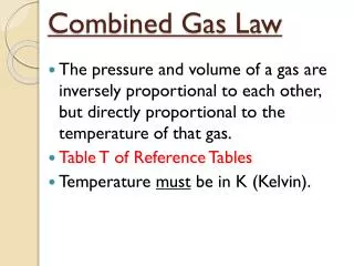 Combined Gas Law