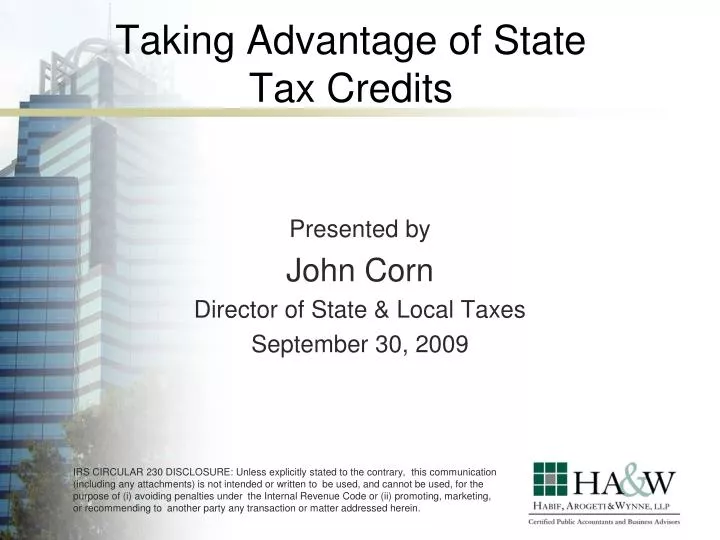 taking advantage of state tax credits