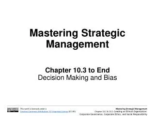 Mastering Strategic Management Chapter 10.3 to End Decision Making and Bias