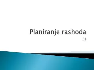 planiranje rashoda