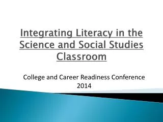Integrating Literacy in the Science and Social Studies Classroom