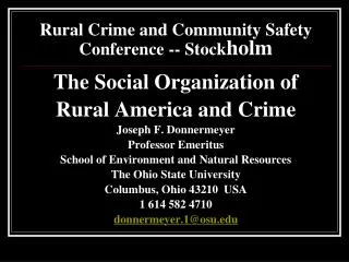 Rural Crime and Community Safety Conference -- Stock holm