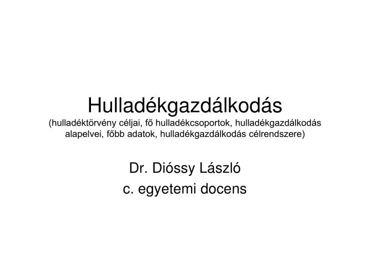 dr di ssy l szl c egyetemi docens