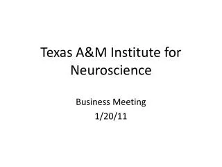 Texas A&amp;M Institute for Neuroscience