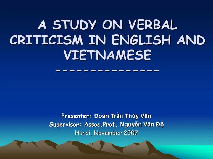 a study on verbal criticism in english and vietnamese