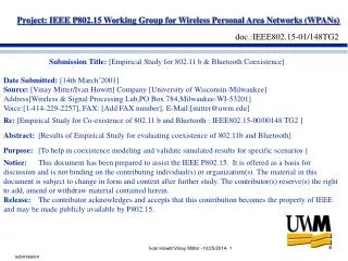 Submission Title: [Empirical Study for 802.11 b &amp; Bluetooth Coexistence]