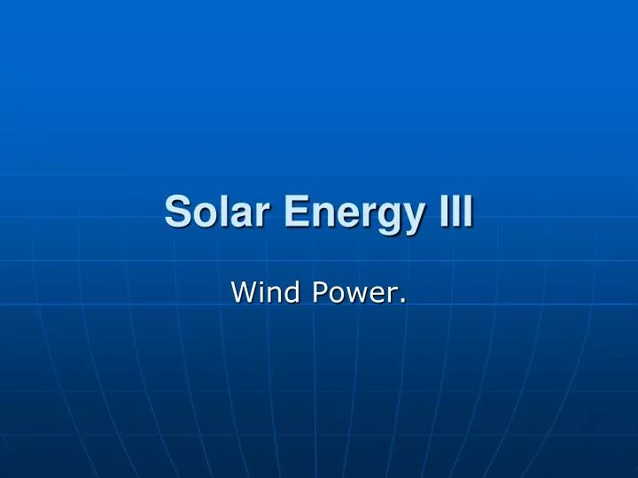 solar energy iii