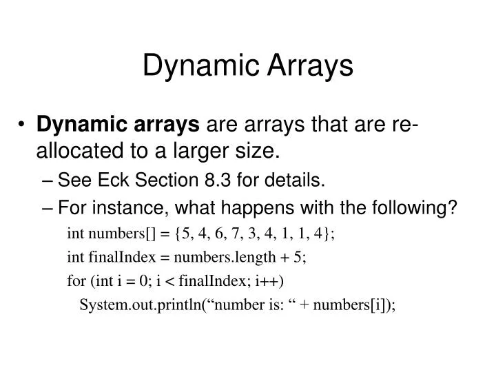 dynamic arrays