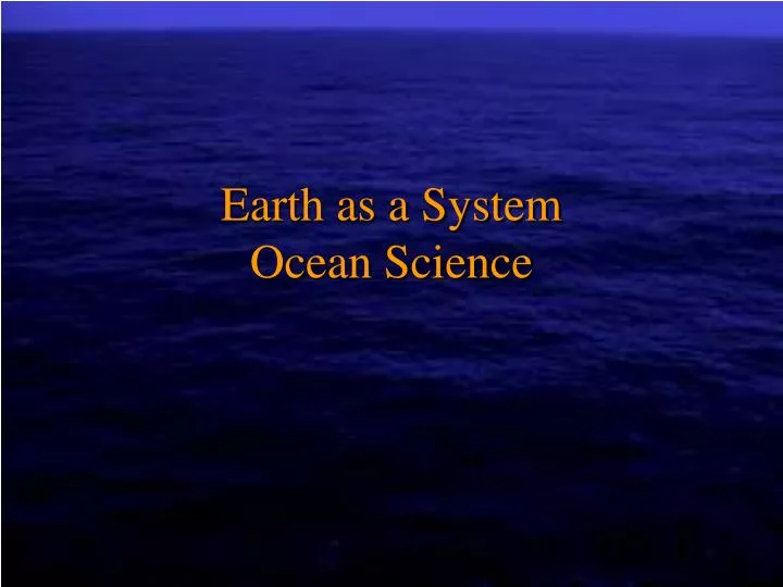 earth as a system ocean science