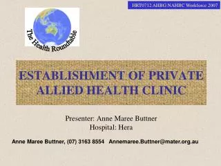 ESTABLISHMENT OF PRIVATE ALLIED HEALTH CLINIC