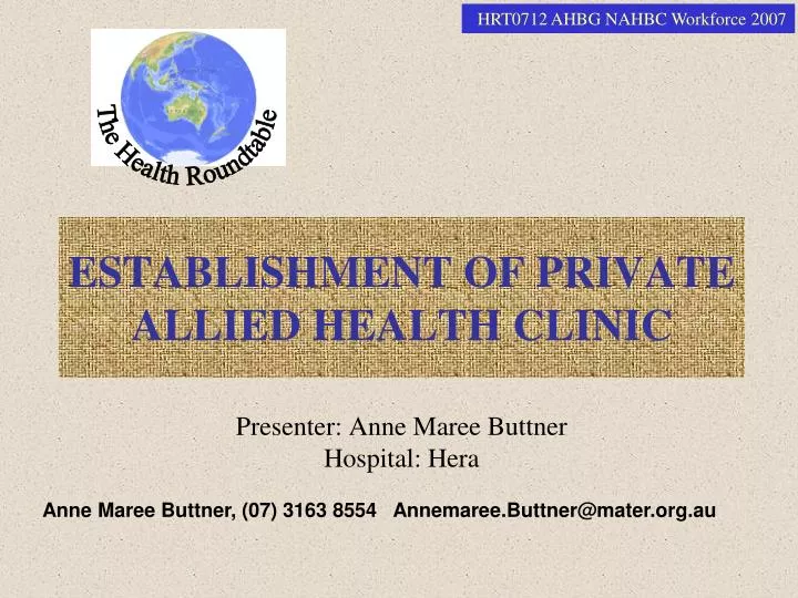 establishment of private allied health clinic