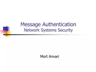Message Authentication Network Systems Security