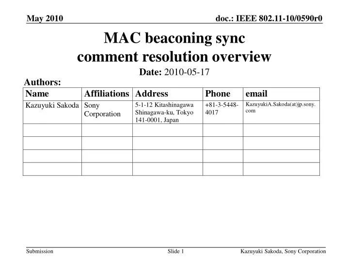 mac beaconing sync comment resolution overview
