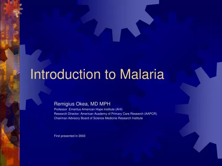 introduction to malaria