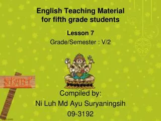 English Teaching Material for fifth grade students