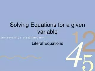 Solving Equations for a given variable