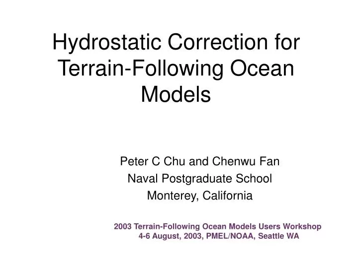 hydrostatic correction for terrain following ocean models