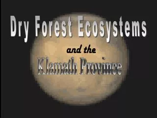 Dry Forest Ecosystems
