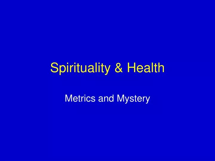 spirituality health