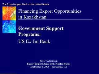 Financing Export Opportunities in Kazakhstan