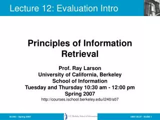 Lecture 12: Evaluation Intro